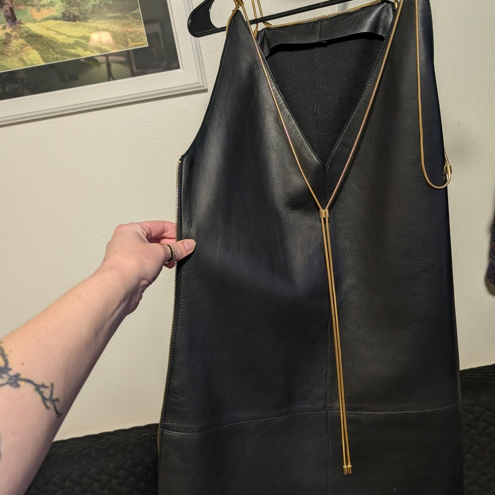 Alexis Black Leather Mini Dress - Picture 3 of 4